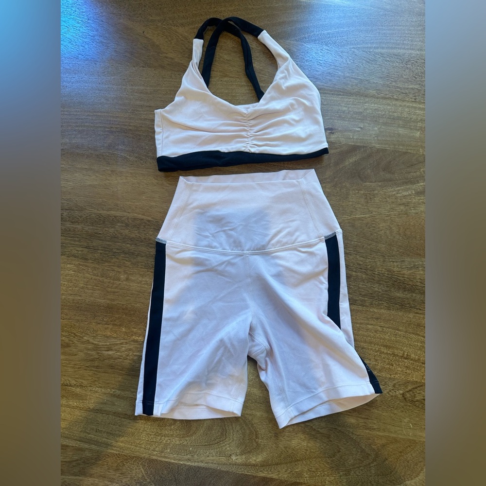 Splits59 SET: Light Pink Activewear Top + Shorts